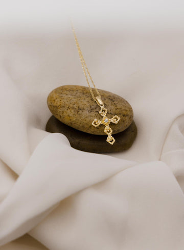 Γυναικείος σταυρός βάπτισης Κ14 με ζιργκόν